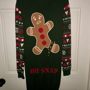 Festive Green women’s dress with Gingerbread Design